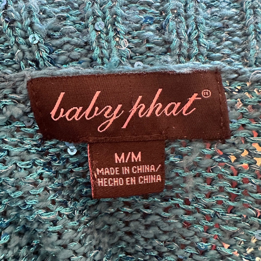 Baby Phat Blue Sequin Sweater Medium - Picture 2 of 3
